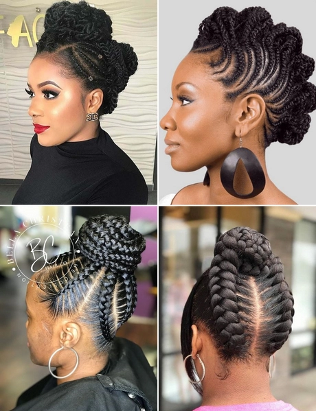 Flätade updo frisyrer för svarta kvinnor