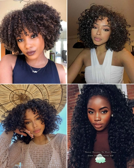 Svarta kvinnor lockiga frisyrer
