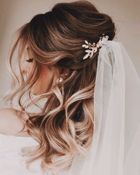Bridal frisyrer för långt hår med slöja