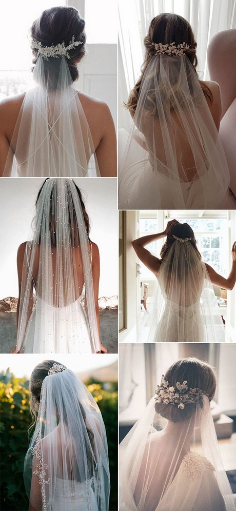 Bridal frisyrer för långt hår med slöja